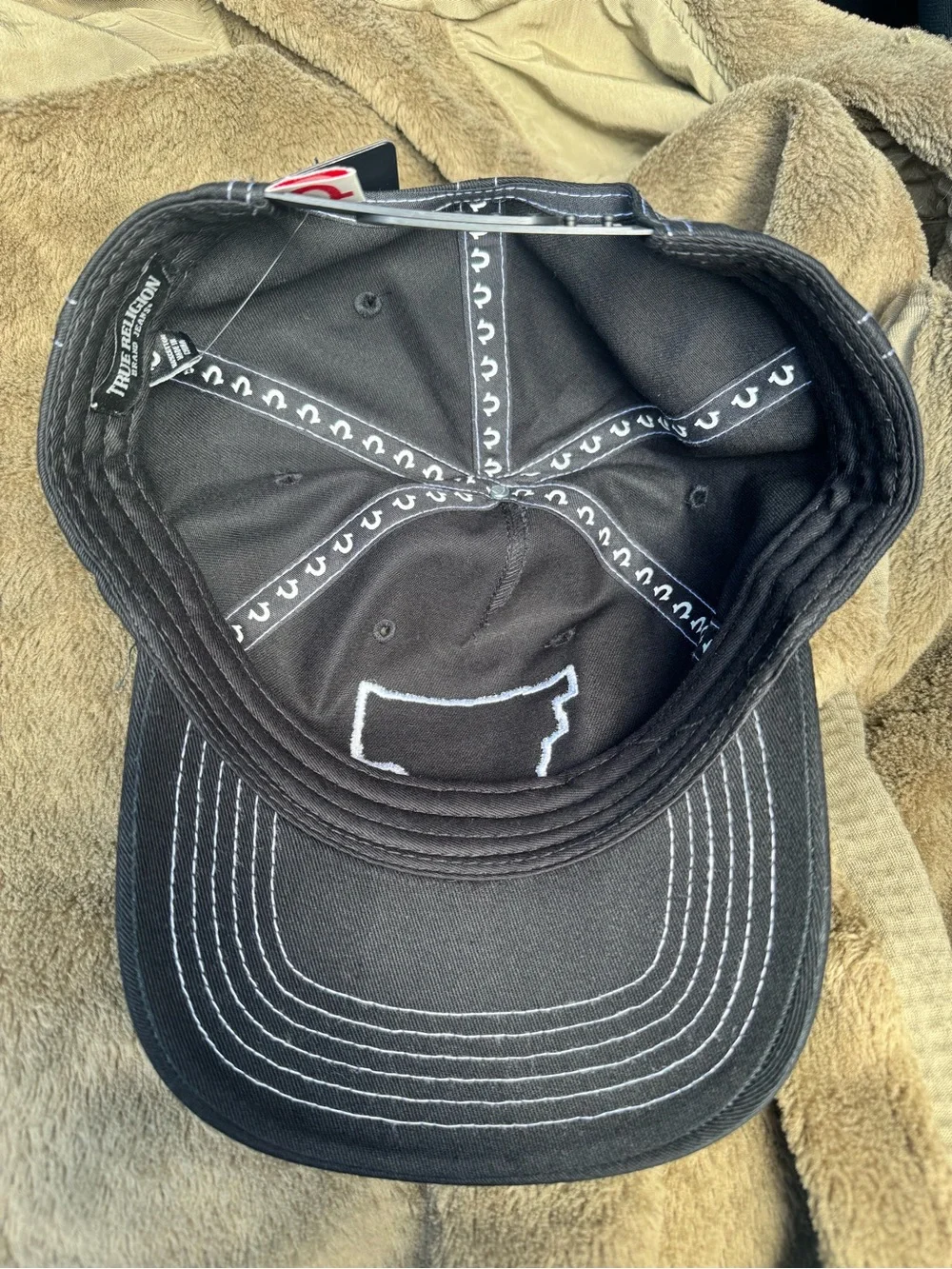 True Religion Black Cap with Contrasting White Stitching